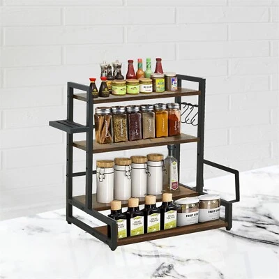 4 -Tiers Spice Rack Storage Shelves Desktop Kitchen Countertop Storage Organizer