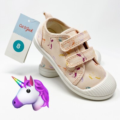 Cat & Jack Sneakers Toddler Girls 8 Pink Parker Unicorn Shoes Comfort Fabric NEW