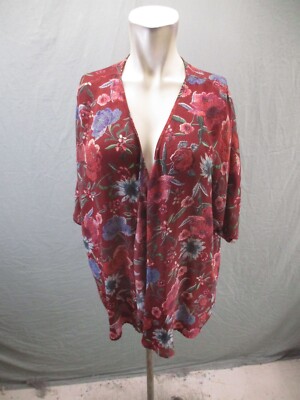 MNG Collection One Size Womens Multicolor Short Sleeve Open Front Kimono 325
