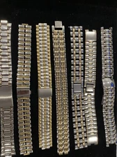 Lot Of 7 Vintage men's Watch Bracelets All 2 Tone Gold Silver Different Sizes