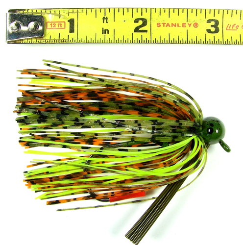 Custom Made Sunfish grün gelb orange unkrautfrei 3/8oz Football Jig Markenlos - Bild 3 von 5