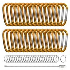 30 Pack 2 Inch Carabiner Clips D-Shape Spring Snap Keychain Hooks with Keyring