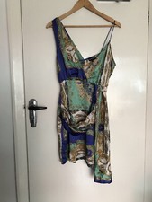 Pretty Little Thing Gold/ Multi 10 Asymetric Strap Scarf Mini Dress