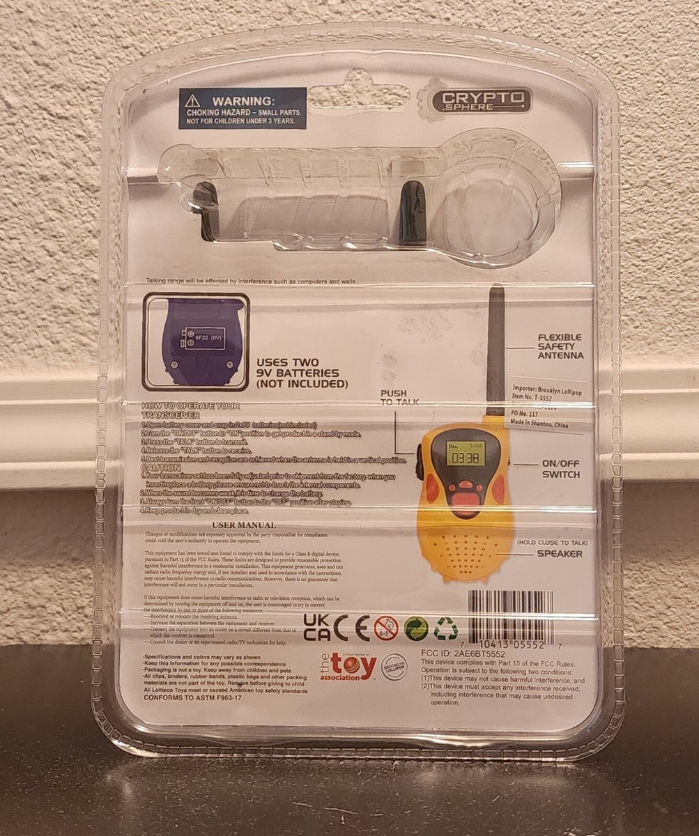 Kids Walkie Talkie Set of 2 Learning Toy Brooklyn Lollipops 120ft