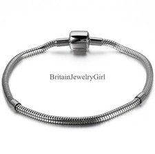 Stainless Steel Snake Chain Men Bracelet Bangle 8" for European Charm Beads