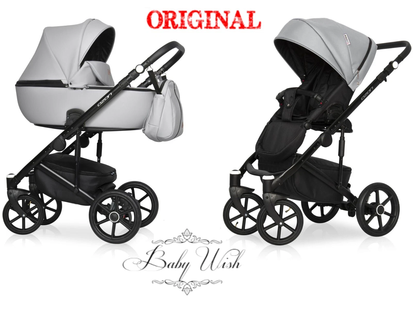 RIKO BASIC OZON BABY PRAM 2in1 3in1 CARRYCOT + PUSHCHAIR + CAR SEAT + ISOFIX
