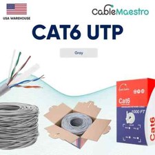 CAT6 1000ft Ethernet UTP Cable Network 23AWG RJ45 Solid CCA Pull Box, Gray