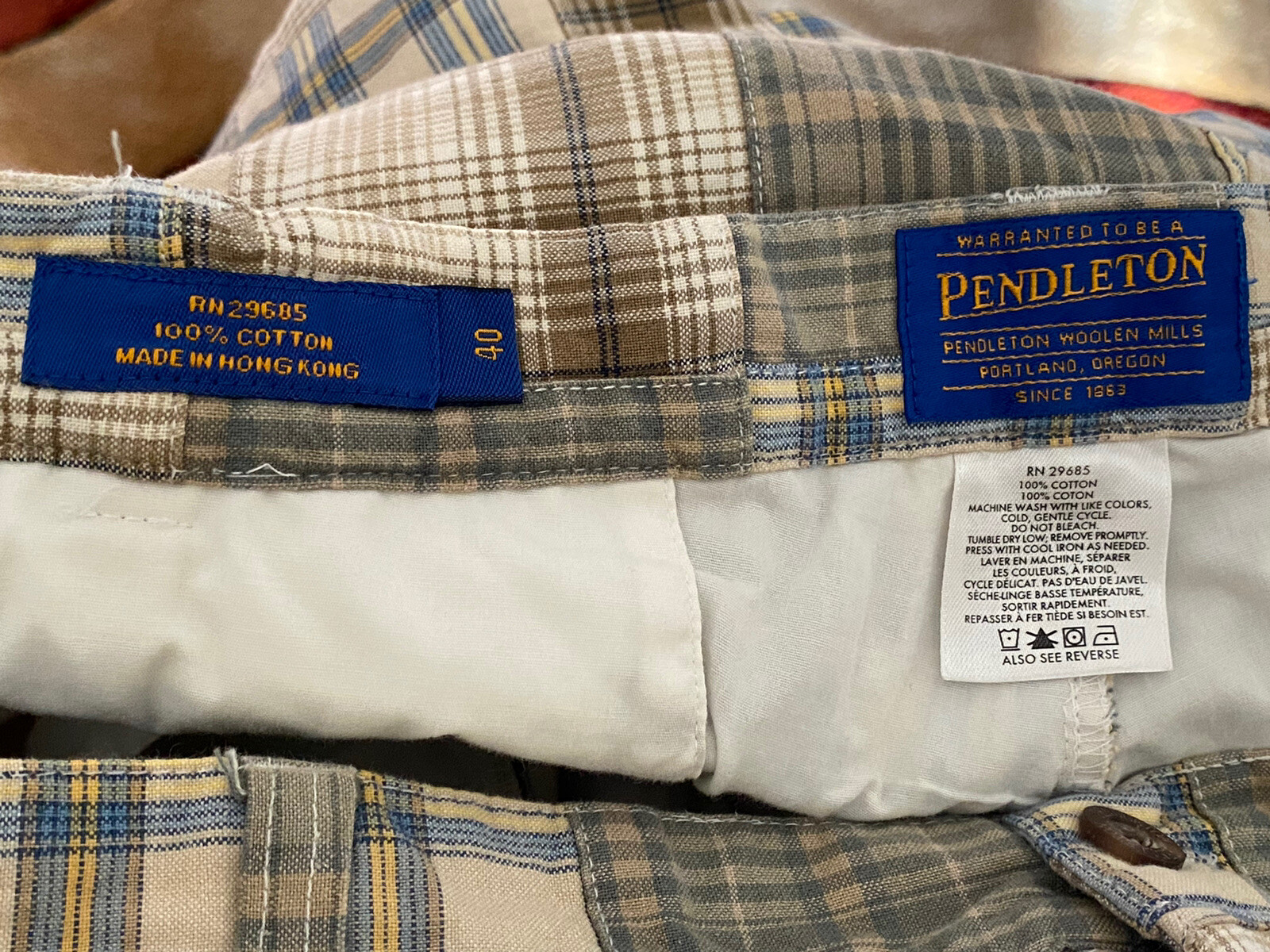 Pendleton Men's Plaid Patchwork Flat Front Casual… - image 5