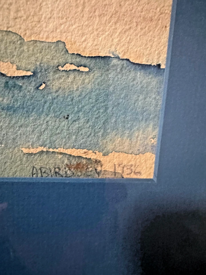 Rare 1936 Original Alfred Birdsey Watercolor Signed Landscape Harbor markystore - Image 2 of 4