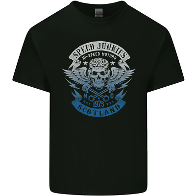 Schottland Speed Junkies Biker Motorrad Herren Baumwolle T-Shirt Tee Oberteil