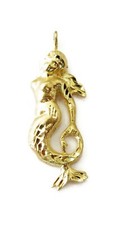 14K Yellow Gold Mermaid Charm Necklace Pendant  4.0 g