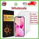 Wholesale LOT Tempered Glass Screen Protector for iPhone 17 16 Pro Max 15 14 13