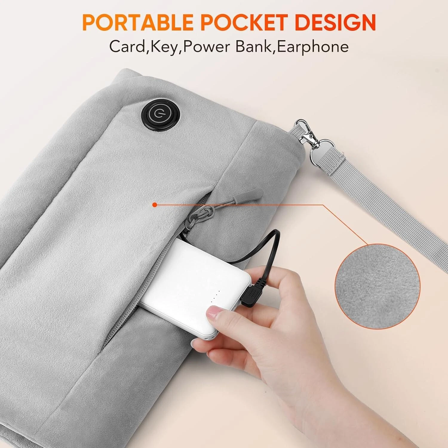 Rechargeable Hand Warmer Pouch, Electric Heated Gloves with 5000mAh