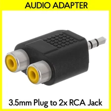 3.5mm to 2 RCA Adapter AUX to Two RCA Stereo Audio Splitter Connector Converter