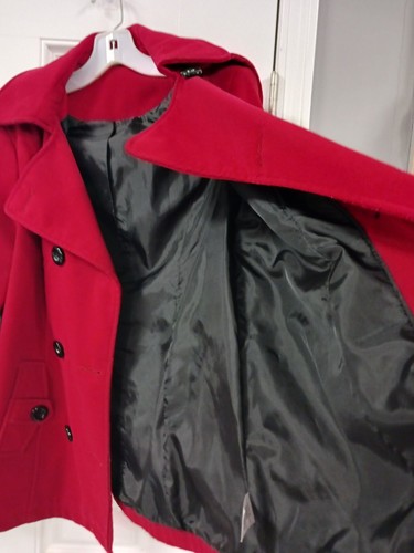 George Women's Button Up Coat With Hood Size Large 12/14 Red - Picture 6 of 7