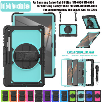 Robuste Hülle für Samsung Galaxy Tab S8 Ultra S8+ Tablet Robuste Hülle + Band