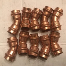 Lot Of 10 Mueller Streamline PF 03034 Press 45 Deg Elbow, Copper, 3/4" x 3/4"