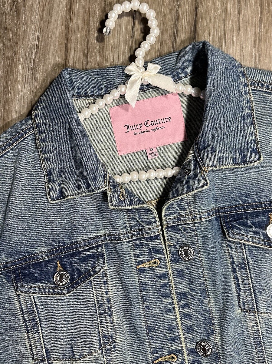JUICY COUTURE JEANS デニムジャケット S Juicy Couture Jeans Jacket Size S, Upcycled With White Lace
