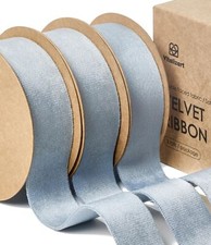 Dusty Blue Velvet Ribbon 1"x15 Yards Double Faced for Christmas Gift Wreath