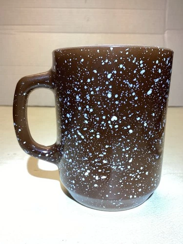 Vintage Anchor Hocking USA Oven-Proof 301 Brown Graniteware Speckled Mug Cup