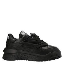 Versace Men's Black Leather Odyssea Sneakers, Brand Size 39  US Size 6 