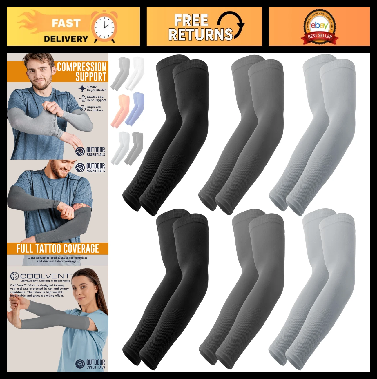 Cooling UV Sun Sleeves for Men & Women - UPF 50+ Arm Protection for Golf, Drivin
Opens in a new wind