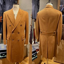 Wool Men's Overcoats with Belt Double Breasted Business Winter Men Long Coats