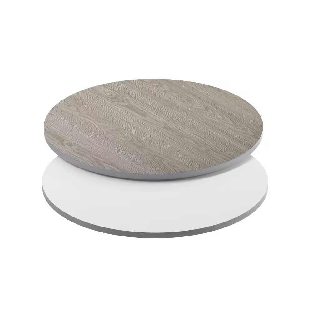 36 In. White/Gray round Table Top Only