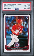 2012 Bowman Draft Bryce Harper #10 (RC) Rookie Card PSA 10. rookie card picture