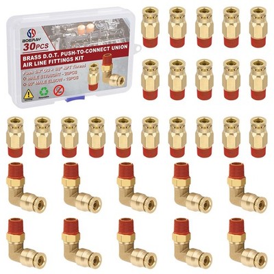 1/4  Quick Push to Connect Fittings Brass Male Straight and Elbow Combination...