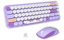 FOPETT Wireless Keyboard and Mouse Cute Mouse and Keyboard 2.4G Wireless Keyboar