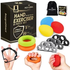 roygra Grip Strength Trainer 8 Pack, Forearm Strengthener, Stress Balls for A...