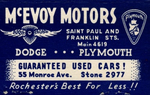 1950s McEvoy Dodge Monroe At Howell Rochester New York NY License Plate Frame - Picture 4 of 4