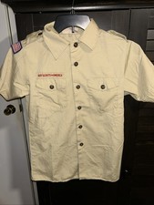 Boy Scout BSA UNIFORM Tan SHIRT Youth Large Short Sleeve P37