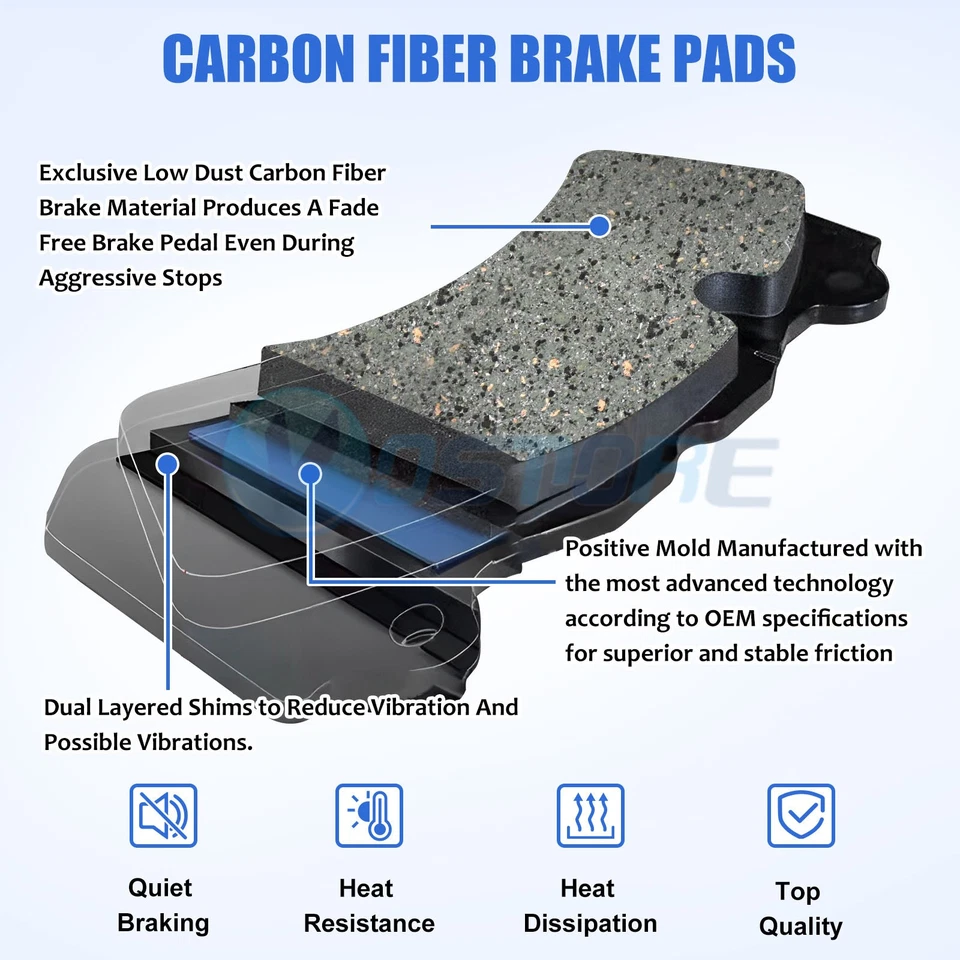 Front Carbon Fiber Brake Pads for 1985-2006 Kawasaki VN 750 A Vulcan 750 - Image 2 of 4