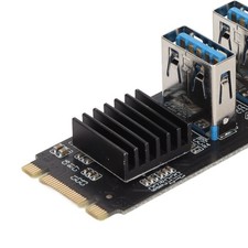 M.2 NVME To PCIE 1X Riser Card M.2 NVME To 4 Ports PCIE 1X USB 3.0 Heat Dis PTCP