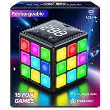 Rechargeable 15-in-1 Game Cube Handheld Brain Memory Speed Games for Kids Teens