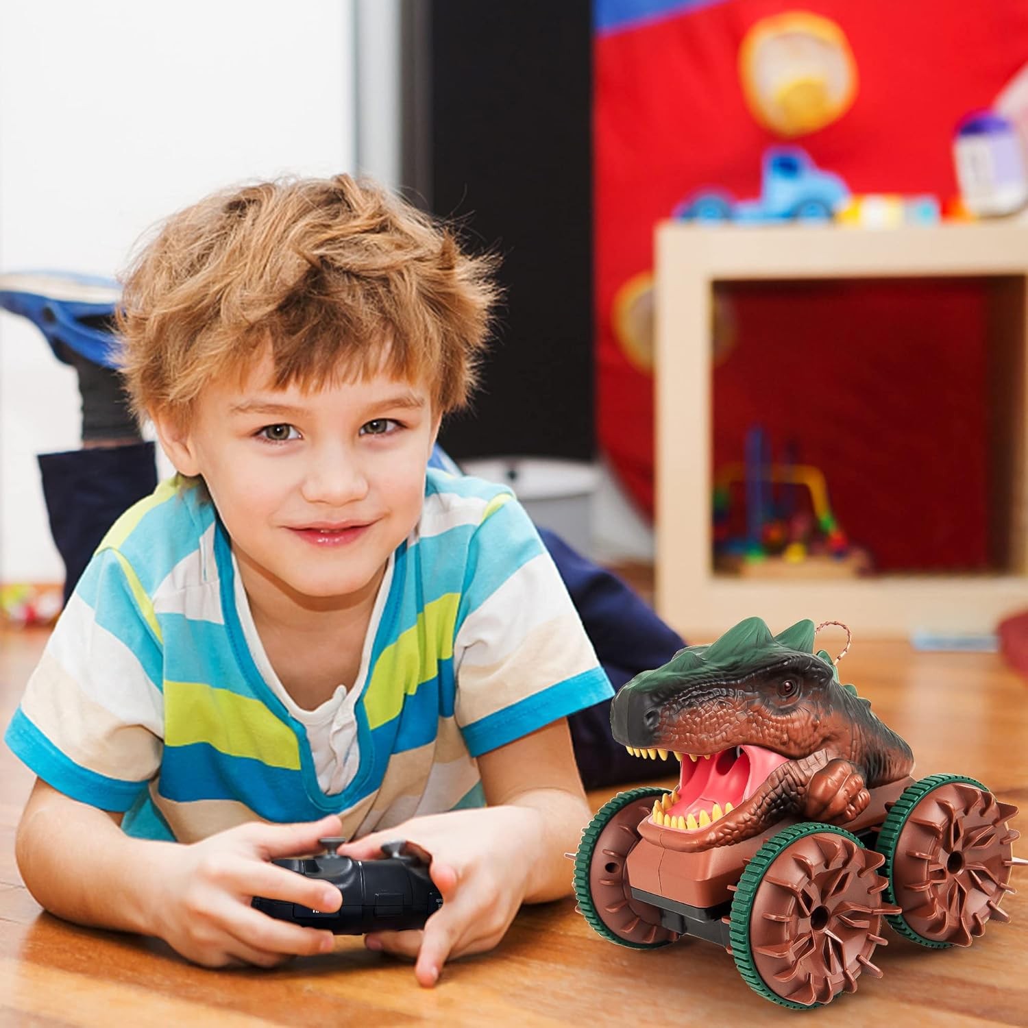 Cheerwing Remote Control Car Dinosaur Toy Dinosaur Truckfor Kids Boys Waterproof