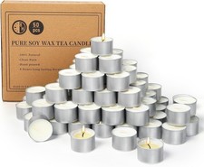 Soy Tealight Candles 50 Pack,8 Hours Long Burning Tealights Candles Bulk,Natu.