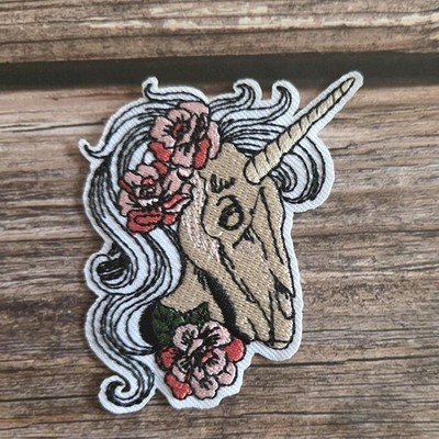 Unicorn Gothic Witchy Skull Magical New Age Boho Hippie Fantasy Iron on Patch