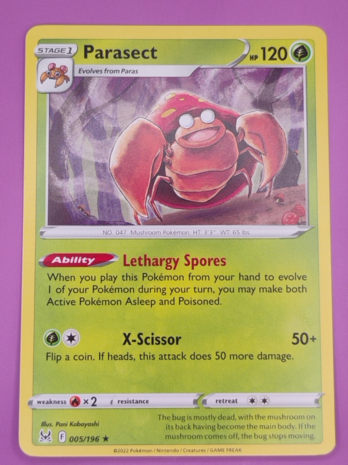 Parasect 005/196 Lost Origin Regular Finish Pokemon Card