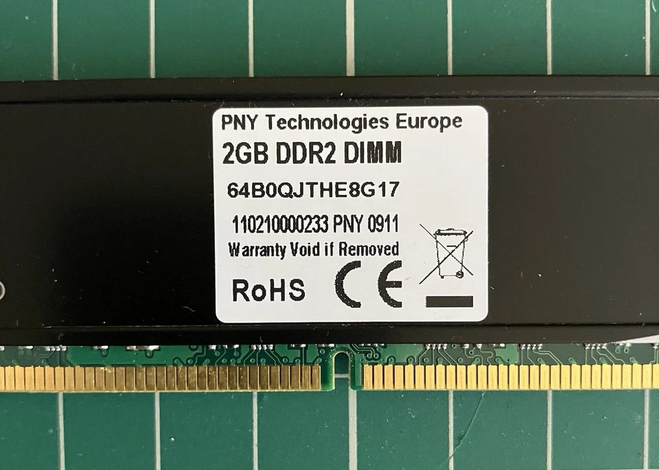 PNY 2GB DDR2-800 6400 DIMM MEMORY RAM MODULE 64B0QJTHE8G17 Non-ECC Unbuffered - Image 2 of 4