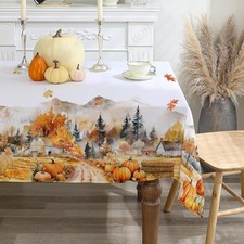 Fall Tablecloth 60x84 Inch Rectangle - Harvest Farm Fall Decor Farmhouse Thank