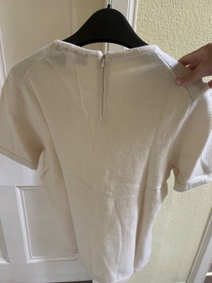 Top Zustand Saks Fifth Avenue kurzer weiß/creme Pullover Kaschmir