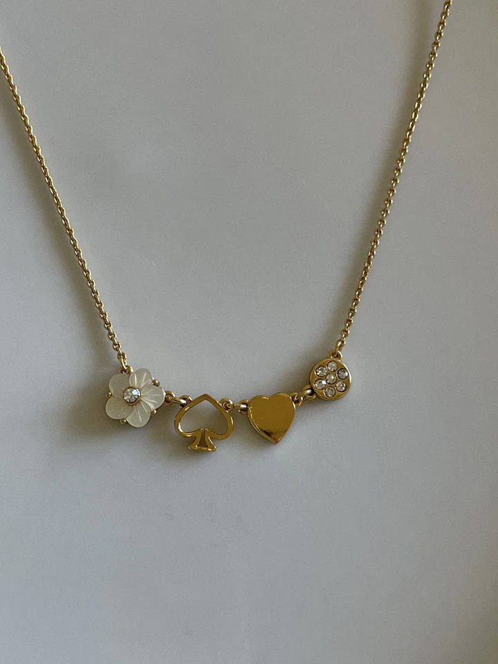 Kate Spade Mini Things Row pendant Statement Necklace Gold Tone Flower Cute Gift - Image 3 of 4