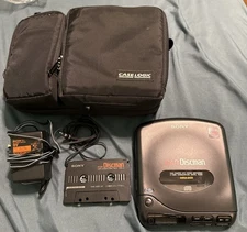 Vtg Sony D-802K Car Discman CD Walkman Player w/ Tape & Power Adapter EUC Tested