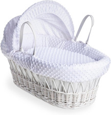 Image of , Dimple Wicker Moses Basket, White
