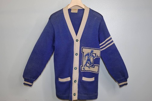 Vintage 50s Chain Stitched Broadway Knitting Mills Letterman Cardigan Mens S