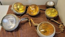 Lot 6 Vintage Car Fog Lights Driving Lamp Yellow Glass Lens Dietz Unity B-l-c