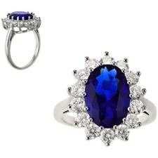 Classic Women's Blue Sapphire and Clear CZ Ring